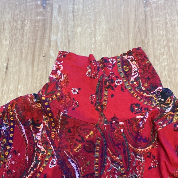 NWOT Boutique Red Mock Neck Dress with Cut Out Back - Picture 3 of 6